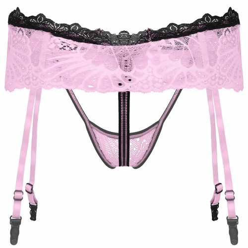 Men See Through Satin Lingerie Set Bra Top with Briefs Thong Underwear Nightwear - Picture 33 of 34