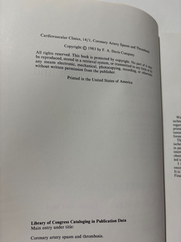 Coronary Artery Spasm & Thrombosis - Clinics Series HC 1982 Albert Brest MD VG - Picture 9 of 10