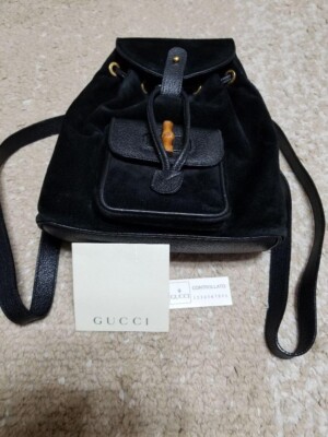vintage♡OLDGUCCI バックパック 黒 スエード・レザー vintage♡OLDGUCCI バックパック 黒 スエード・レザー