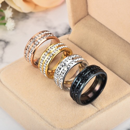 Men Women CZ Couple Stainless Steel Wedding Rings Titanium Engagement Band 6-12. - Picture 7 of 29