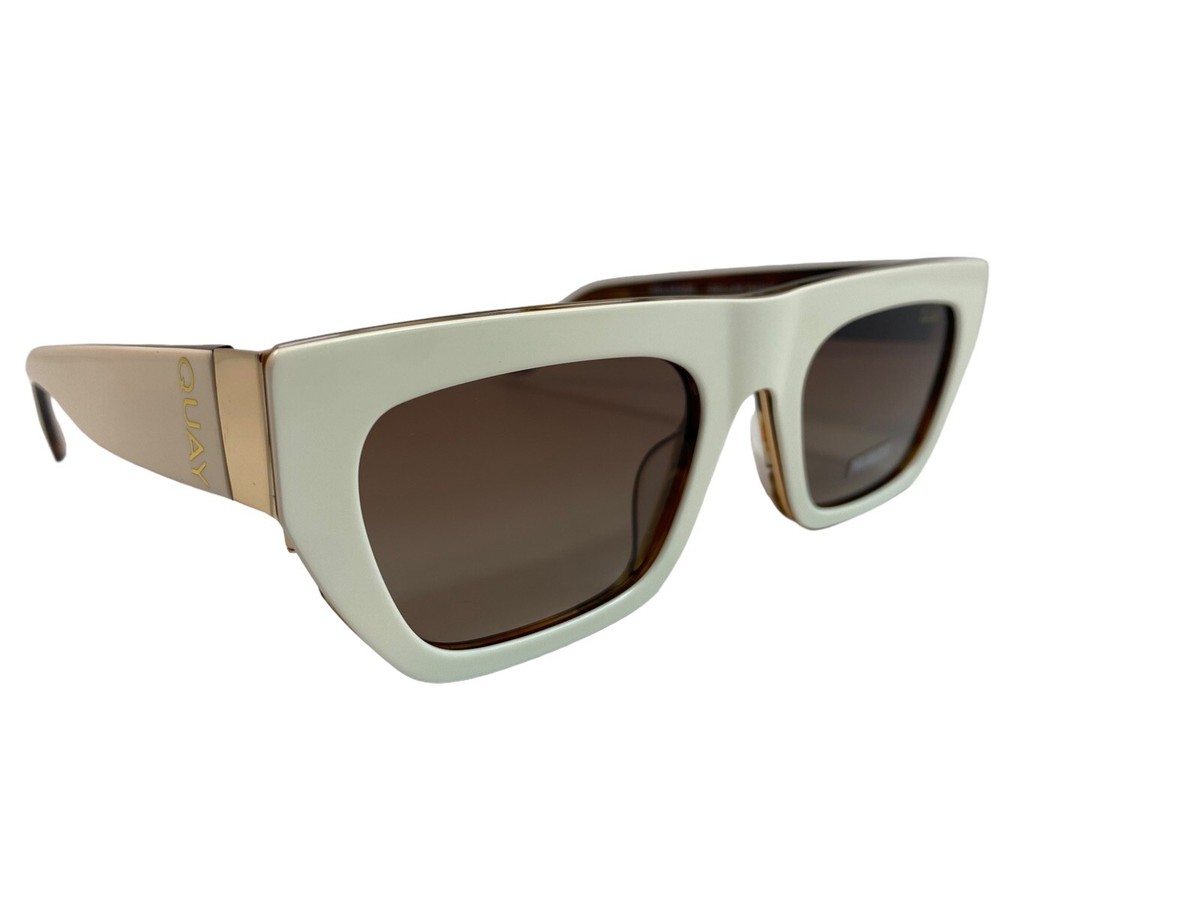 Quay Australia Dollar Signs Narrow Sunglasses White/Brown 