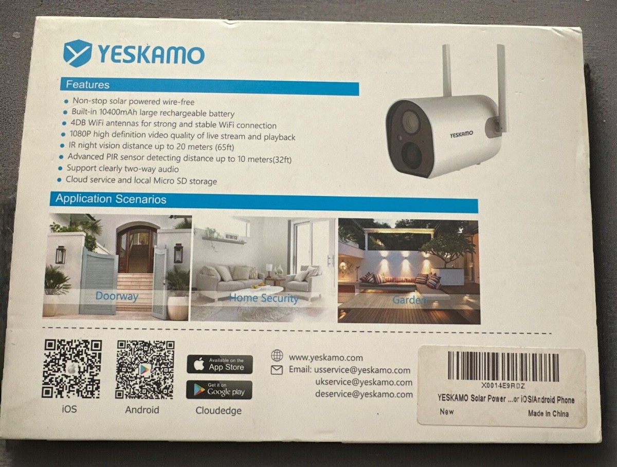 YESKAMO 2K Solar Rechargeable Battery Powered Wireless
