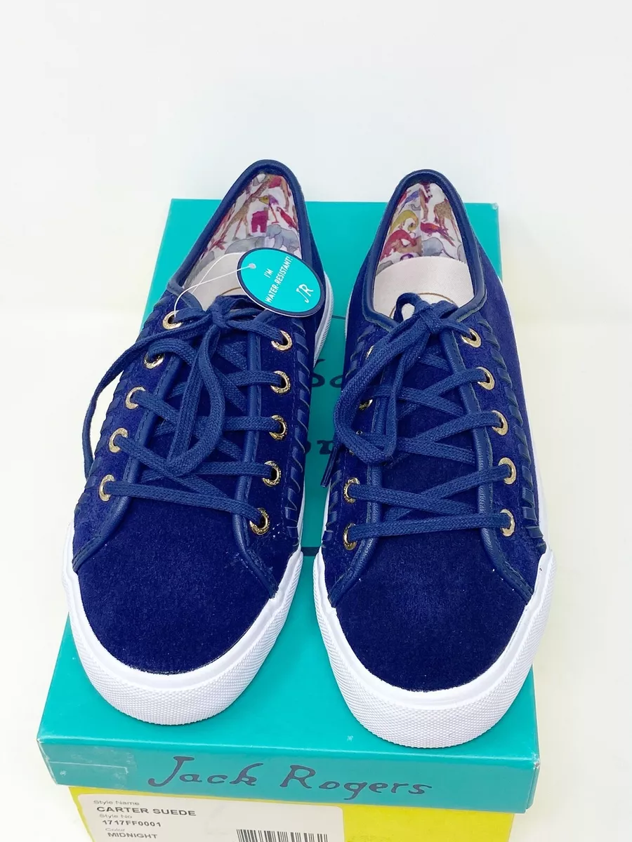 NEW Jack Rogers Blue Midnight Carter Suede Shoes Sneakers Size 6 with Box
