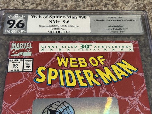 Spider-Man 30th Hologram Cover Set PGX Signature 9.8 ~ Sketched Randy Emberlien - Picture 16 of 17