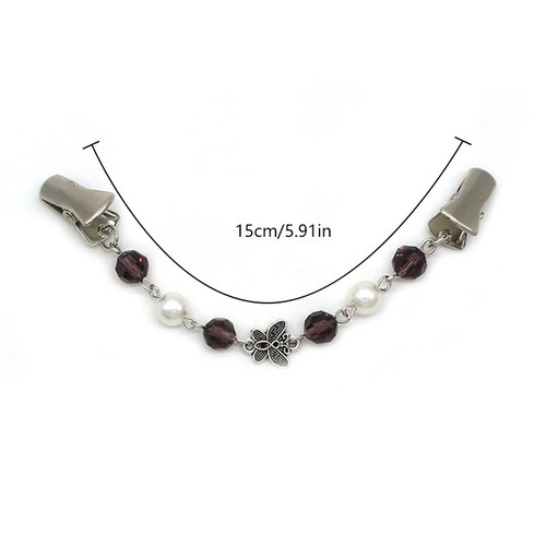 Fashion Pearl Cardigan Collar Clip Shawl Clasp Brooch Sweater Scarf Collar Clips - Picture 11 of 32