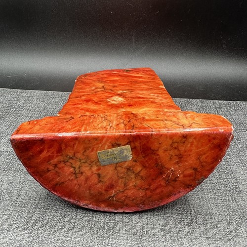 Sujetalibros Columna Mármol Alabastro Rojo Naranja De Colección Tallados a Mano MCM Italia Raro - Imagen 12 de 16