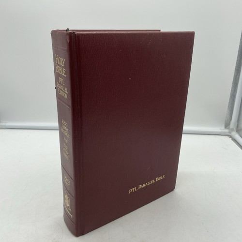 Holy Bible PTL Parallel Edition Large Print HC KJV Living Bible Burgundy 1983 - Imagen 1 de 16