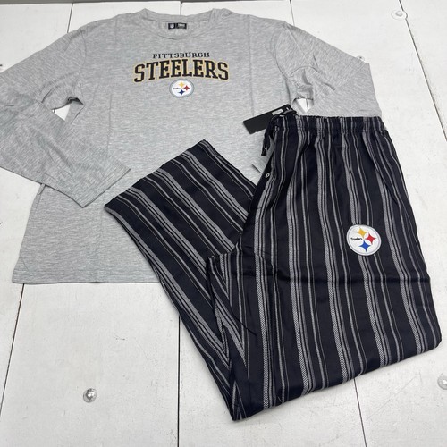 NFL Team Apparel Steelers Long Sleeve & Pants Pajama Set Mens Size XL Gray