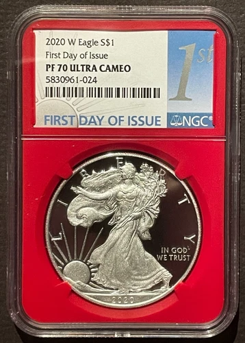 2020-W $1 SILVER AMERICAN EAGLE NGC PF70 First Day of Issue FDOI : 07669