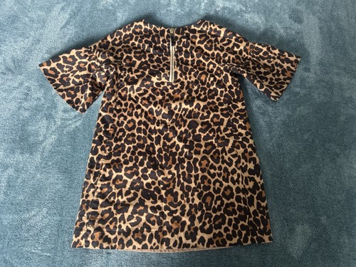 J Crew Crewcuts Girl's Leopard Animal Print Shift Cotton Dress Size 5 Pockets - Picture 4 of 5