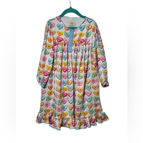 Little Bear Smocks Valentine Heart Expression Night Gown Size 6 Long Sleeve