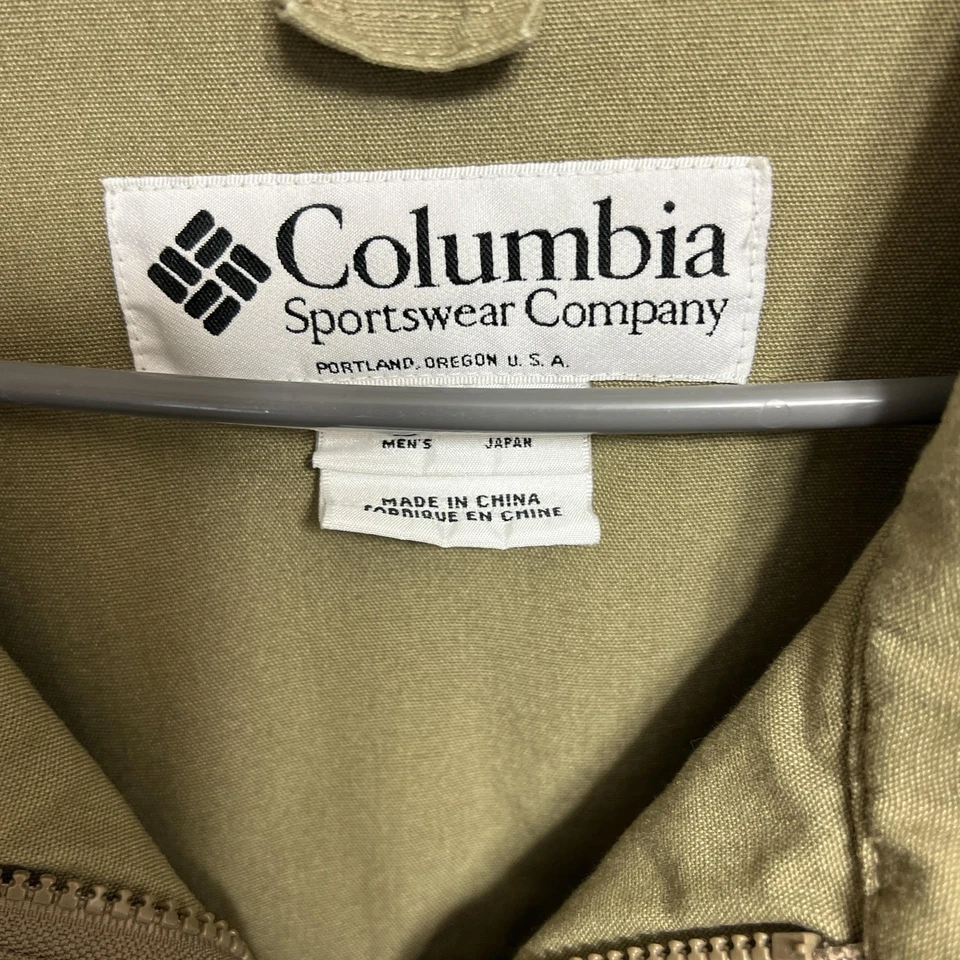Chaqueta Columbia Para Hombre Grande Verde Oliva Lona Cremallera Frontal Juego Bolsa Trasera Exterior Foto 2 de 4