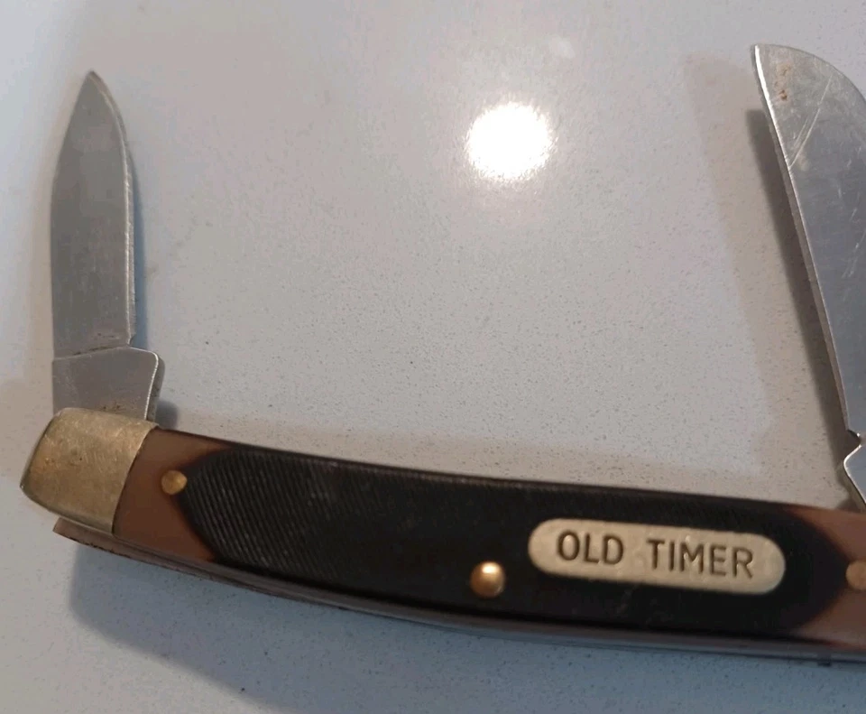 Navaja de bolsillo vintage Schrade Old Timer 34OT Middleman Stockman 3 hojas - EE. UU. Foto 2 de 4