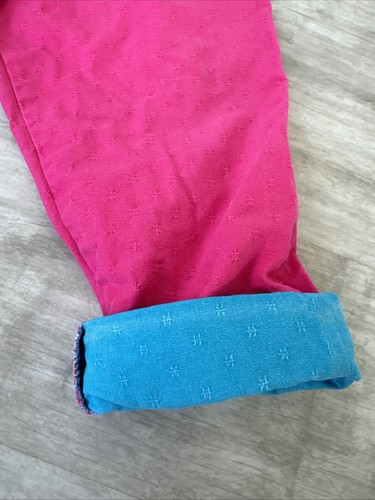 Vtg 90s Oshkosh Pink Colorblock Overalls girls 2T Dancing Bear Woven Flower USA - Imagen 5 de 14