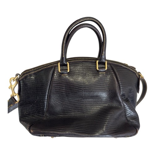 Dooney & Bourke Black Embossed Lizard Belted Shopper Handbag - Picture 4 of 14