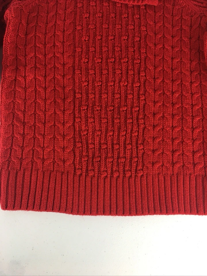 Janie & Jack Girls Red Knitted Sweater Sz 8 Pullover Mock Neck Gold Tone Buttons - Image 4 of 4