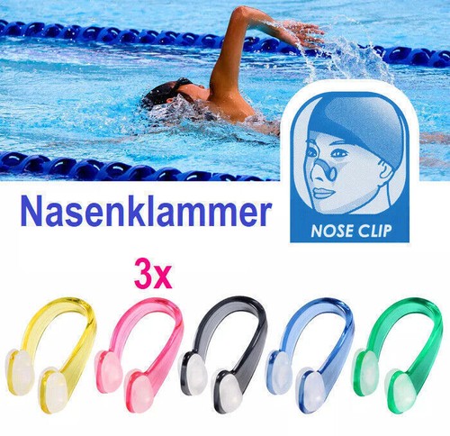 Set 3x Clip Naso Unisex Morbido Silicone Adulto Bambino Acqua Piscina Mare - Foto 8 di 11