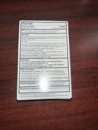 My Choice Emergency Contraceptive 1 Tablet Compare to Plan B One Step EXP 02/27 - Picture 2 of 2