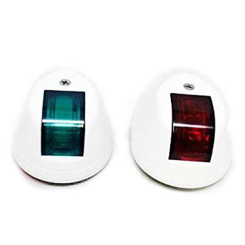 91*59*35mm 12V Boat Pair Of Green Red Navigation Side Light White Nylon Housing - Picture 2 of 5