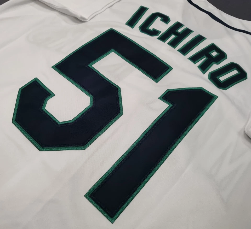 Jersey cosido blanco retro vintage Ichiro Suzuki #51 Mariners. Foto 3 de 4