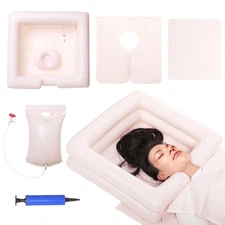 Inflatable Bedside Shampoo Set with Water Bag and Waterproof Shawl. Wash Hair...