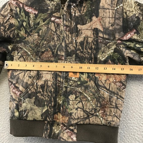 Vintage Carhartt Real Tree Camo Hooded Jacket Quilted Zip up Youth size XS - Picture 4 of 9