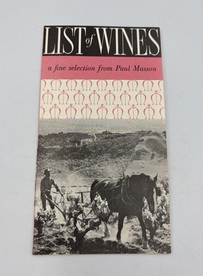 List Of Wines Booklet Paul Masson Vintage Serving Cooking 1960 s
