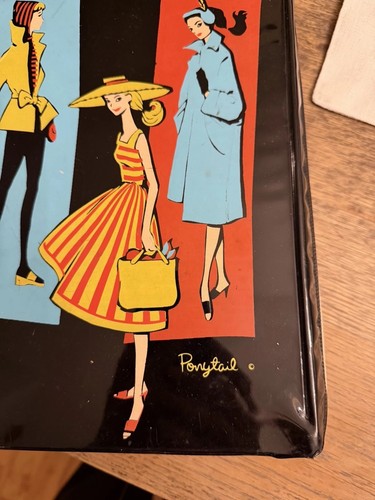 Vintage 1961 Barbie Pferdeschwanz Puppenkoffer Vinyl schwarzer Griff, für Puppe & Kleidung - Bild 4 von 11
