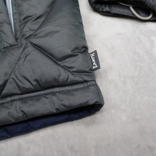 Planet Earth Down Jacket Mens Medium Blue Insulated Quilted Pit Zip Puffer VTG image 11