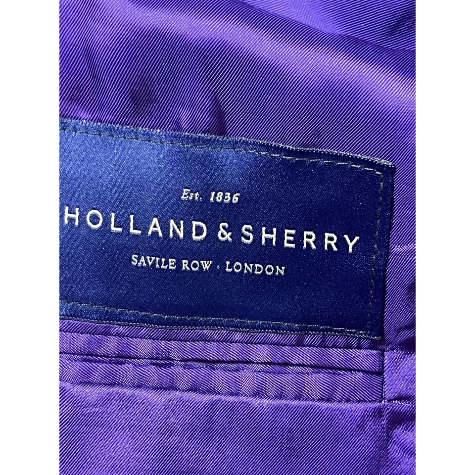 Abrigo Blazer Deportivo Holland & Sherry Hombres 52 Azul 2 Botones Lana a Cuadros Ajuste A Medida Foto 3 de 4