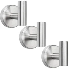 Towel Hook for Bathroom 3 Pack Wall Mounted Robe Hook SUS 304 Stainless Steel...