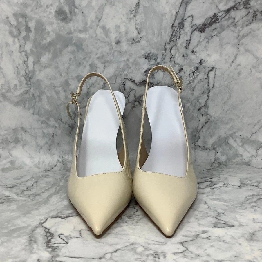 Zapatos de salón Sam Edelman para mujer 8M de cuero marfil Odette con cordones punta P18-29 Foto 2 de 4