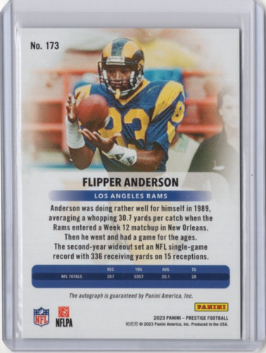 WILLIE FLIPPER ANDERSON NFL Rams 2023 Panini Prestige Xtra Points Auto #173 Card - Picture 2 of 2