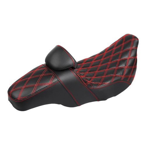 Black+Red Stitch Two Up Seat Driver Backrest For Harley Road Electra Glide 09-23 - Picture 7 of 15