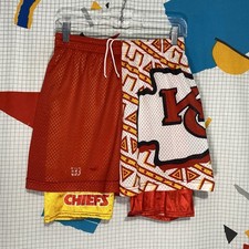 Vintage 90s Kansas City Chiefs Shorts Medium Wilson Logo Color Block Rare USA
