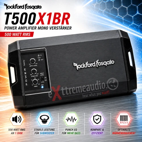 Rockford Fosgate T500x1br Amplifier 1 Channel Mono Amp 500 Watts RMS