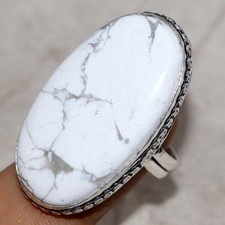 925 Silver Plated Howlite Ring US 8 Royal Look Jewelry GW
