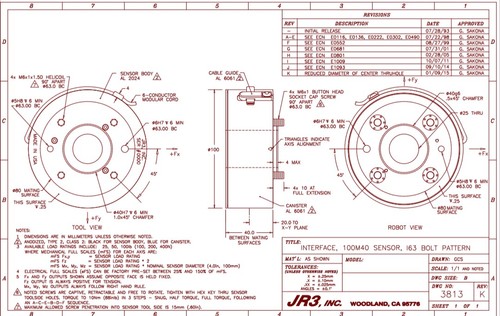 JR3 Inc. 100M40-I63 Interface Multi Axis Load Cell Force Torque Sensor Digital - Picture 10 of 10