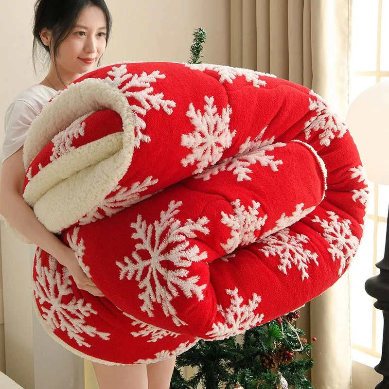 Christmas Style Thick Winter Blanket Bed Soft Warm Snowflake Fleece Comforter - Image 4 of 4