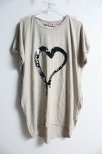 Made in Italy Womens Shimmery Heart Tshirt Dress - (f96)