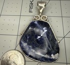 Big NOS Sterling Silver Natural Faceted Sodilite Handcrafted Pendant — photo 3