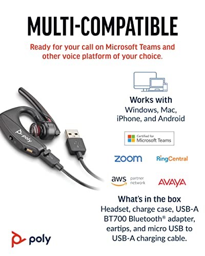 Poly Voyager 5200 UC Bluetooth Wireless Headset, Single Ear, Monaural Earphone T - Picture 7 of 7
