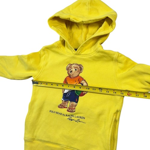 Polo Bear Ralph Lauren Size 7 Yellow Long Sleeve Hoodie - Picture 6 of 10