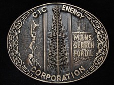 OC23157 VINTAGE 1980s  CIC ENERGY CORPORATION  OIL  GAS SOLID BRASS BUCKLE