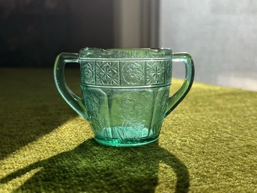 Ultramarine Depression Glass Jeannette Doric & Pansy Child's Tea set Sugar Bowl