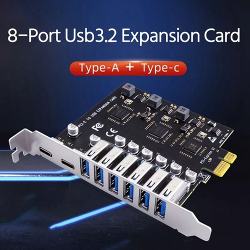 Expansion Card PCI-E to 8 Port USB 3.2 Gen1 Controller Type C 5Gbps Adapter - Afbeelding 7 van 9