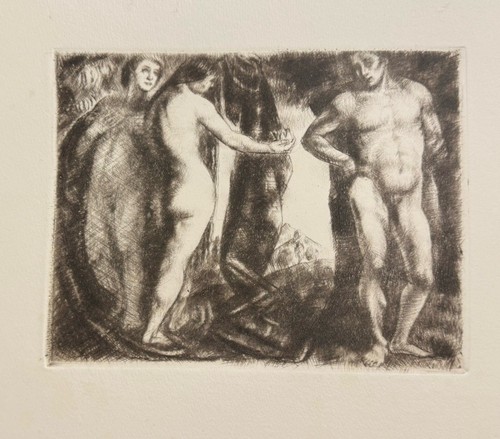 Uitz Béla ( 1887 - 1972 ) Ádám és Éva a Paradicsomban 1916 Etching - Picture 2 of 7