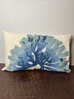 Pottery Barn Blue Coral Embroidered Applique Pillow Sham Large 16"X26" Cotton