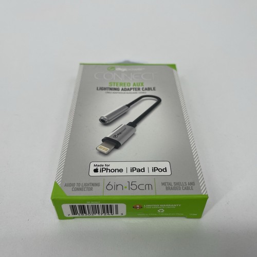 DigiPower Connect Stereo AUX Lighting Adapter Cable 6 Inch New Sealed - Picture 3 of 4