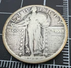 1918-S Standing Liberty 90% Silver Quarter 25c - Golden Toned Reverse